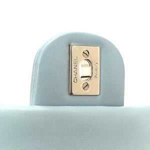 Chanel Lambskin Quilted Mini Top Handle Rectangular Flap Light Blue