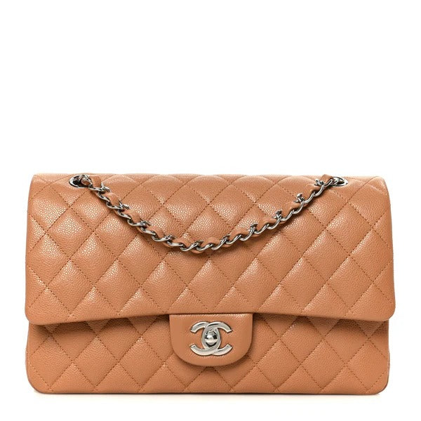 Chanel Caviar Quilted Medium Double Flap Light Brown
