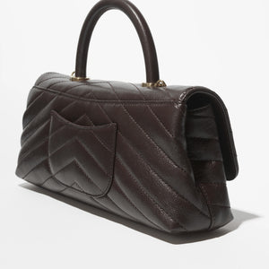Chanel Maxi Flap Bag With Top Handle Dark Brown