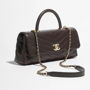 Chanel Maxi Flap Bag With Top Handle Dark Brown