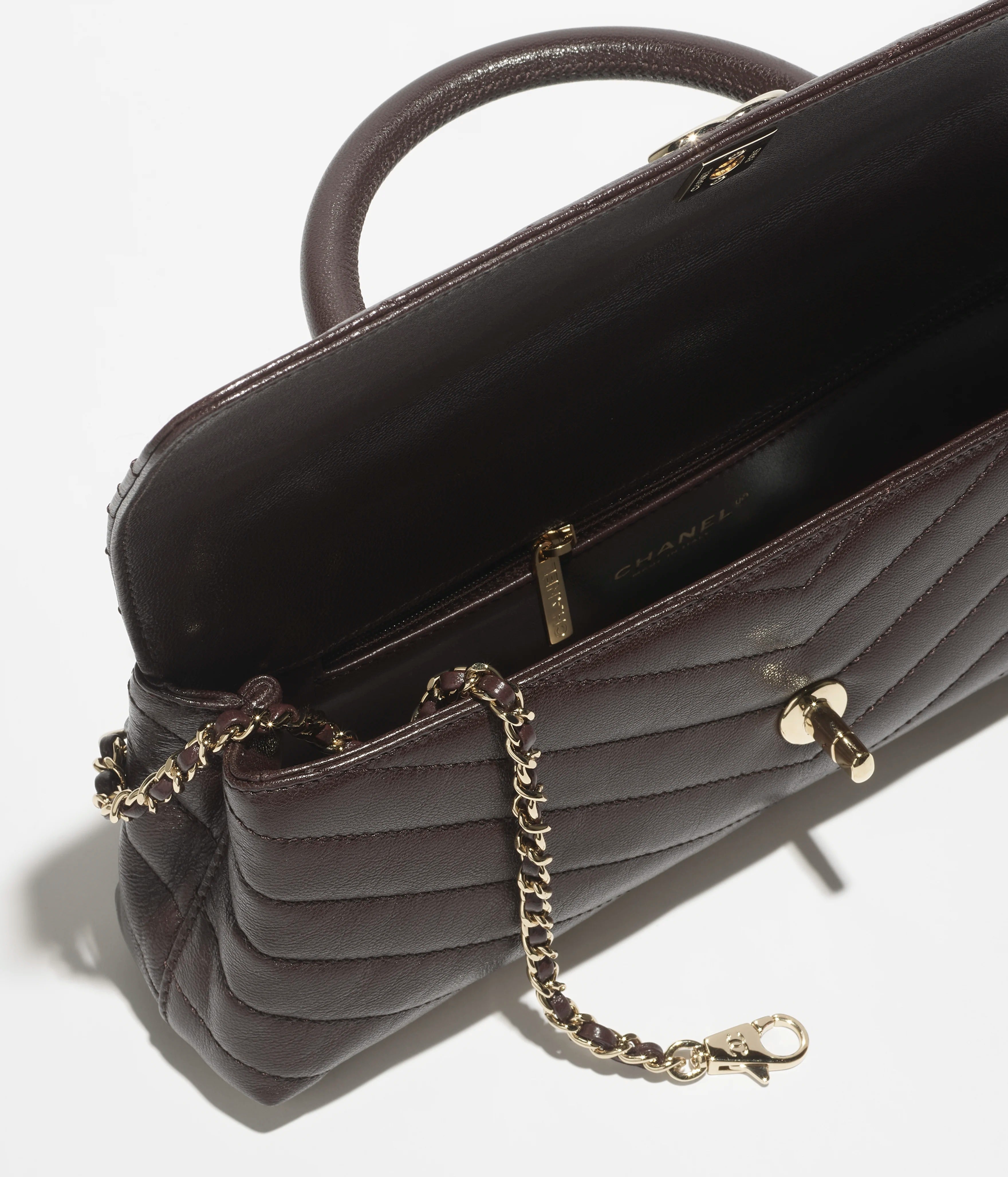 Chanel Maxi Flap Bag With Top Handle Dark Brown