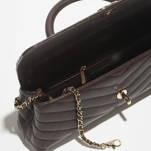Chanel Maxi Flap Bag With Top Handle Dark Brown
