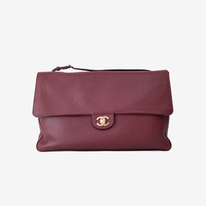 Chanel 2026 Matthieu Blazy Maxi Oversized Flap Bag 38.5 (Airport Bag) in Burgundy Grained Calfskin with Gold Hardware