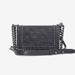 Chanel Boy Bag Small in Grey Denim with Palladium Hardware