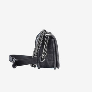 Chanel Boy Bag Small in Grey Denim with Palladium Hardware