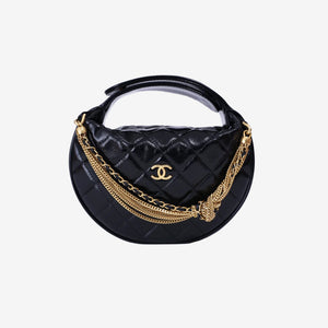 Chanel Mini Bow Hobo Pouch in Black Calfskin Leather with Gold Hardware (Contact to Enquire)