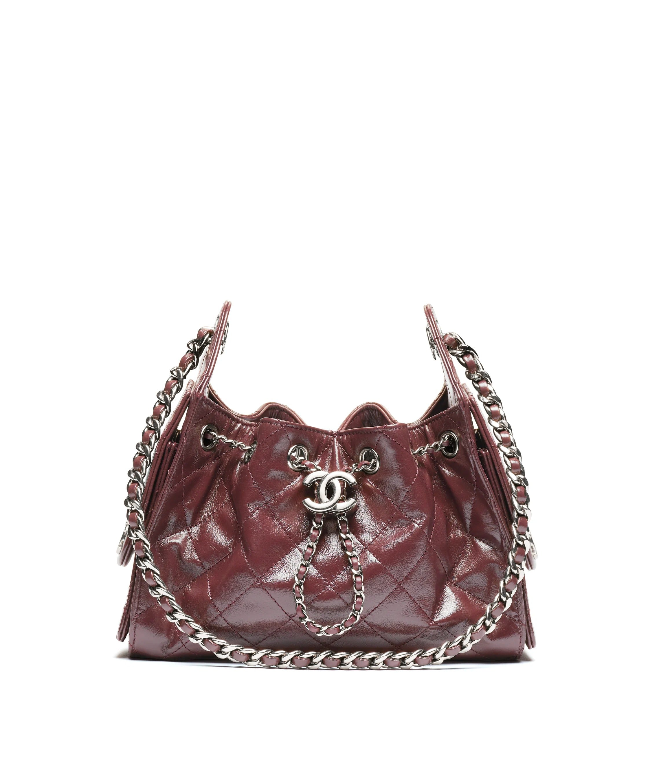25 Hobo Bag Small Dark Burgundy Caviar Ruthenium hardware