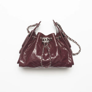 25 Hobo Bag Small Dark Burgundy Caviar Ruthenium hardware