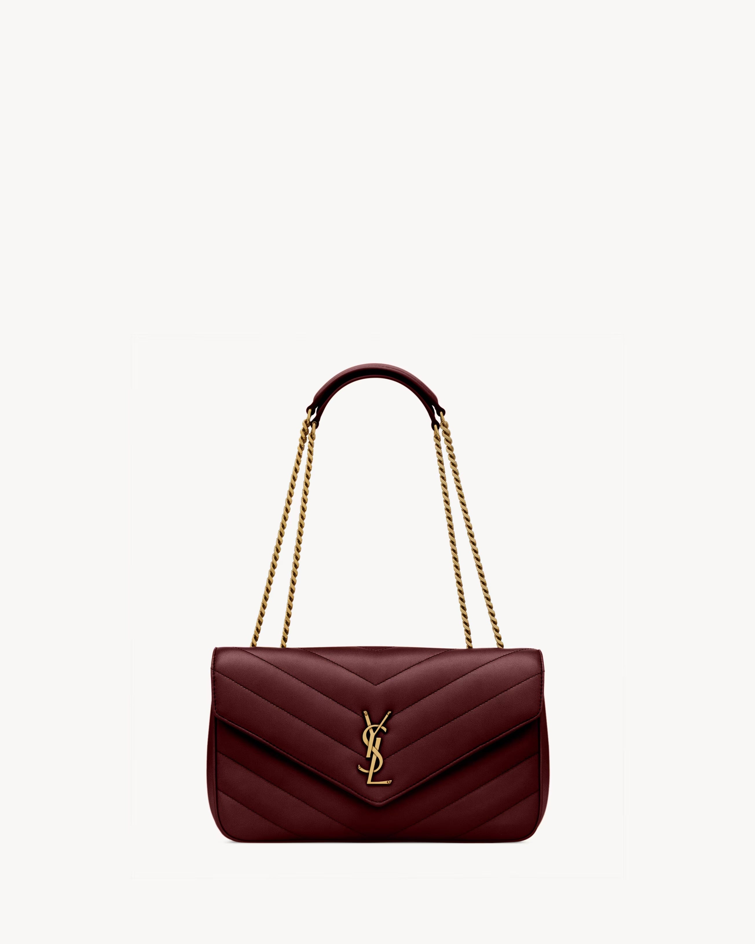 YSL Loulou Medium In Matelasse Lambskin - ROUGE CABERNET