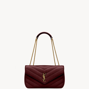 YSL Loulou Medium In Matelasse Lambskin - ROUGE CABERNET