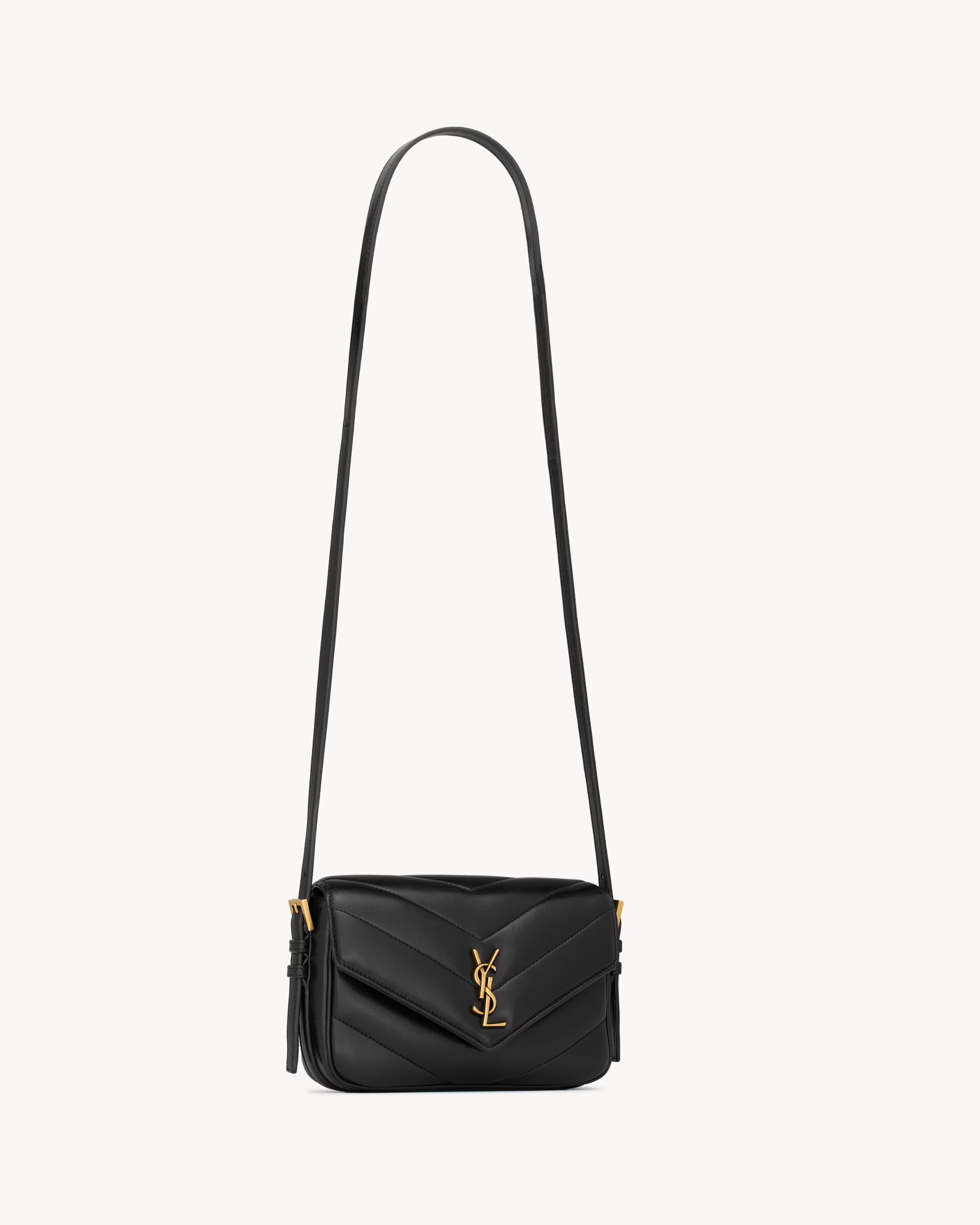 YSL Loulou Toy Crossbody In Matelasse Lambskin - BLACK