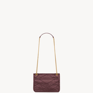 YSL Niki Mini In Vintage Leather - ROUGE CABERNET