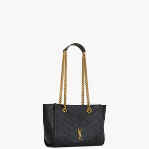 YSL Niki Small Shopping In Vintage Leather - BLACK