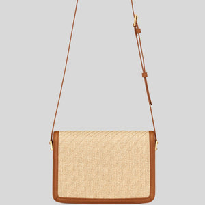 YSL Solferino Medium Raffia Tan