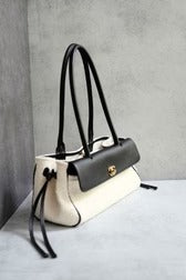 Chanel 26S Small Shopping Bag Black Ecru Tweed Leather SS26
