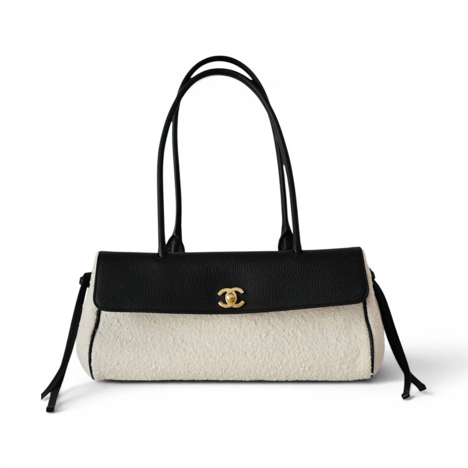 Chanel 26S Small Shopping Bag Black Ecru Tweed Leather SS26