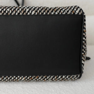 Chanel 26s Large Shopping Bag Black Ecru Wool Gold Hardware