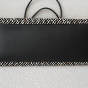 Chanel 26s Large Shopping Bag Black Ecru Wool Gold Hardware