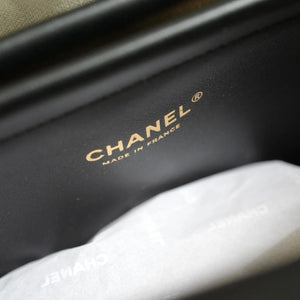 Chanel 26s Large Shopping Bag Black Ecru Wool Gold Hardware