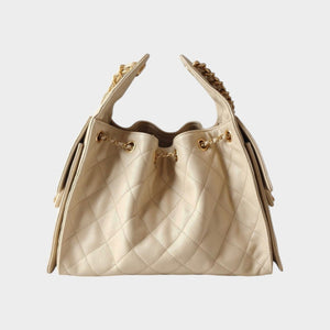 25 Quilted Leather Drawstring Handbag