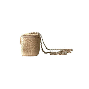 Classic Long Vanity with Chain Braided Raffia & Gold-Tone Metal