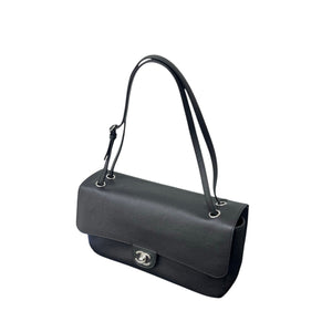 Grained Calfskin Small Souplissimo Maxi Flap Black bag