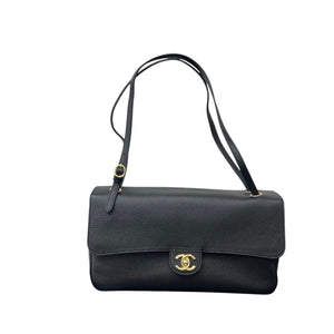 Grained Calfskin Small Souplissimo Maxi Flap Black bag