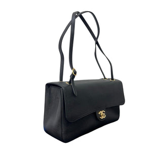 Grained Calfskin Small Souplissimo Maxi Flap Black bag