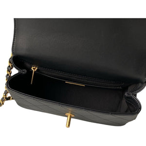 Black Matelassé 25 Lambskin Chain Shoulder Bag