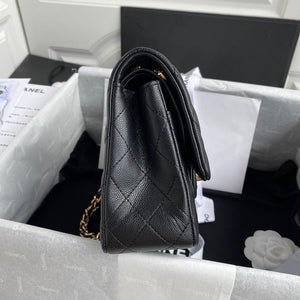 Classic Quilted Caviar Leather Medium Double Flap Bag