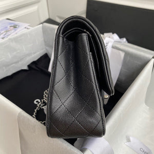 Classic Quilted Caviar Leather Medium Double Flap Bag