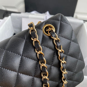 Classic Quilted Caviar Leather Medium Double Flap Bag