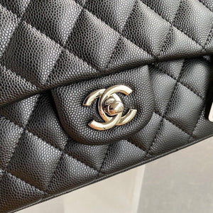 Classic Quilted Caviar Leather Medium Double Flap Bag