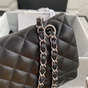 Classic Quilted Caviar Leather Medium Double Flap Bag