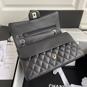 Classic Quilted Caviar Leather Medium Double Flap Bag