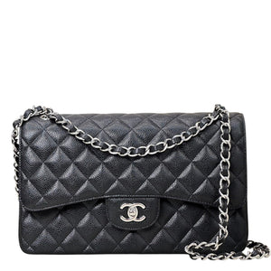 Black Classic Jumbo Double Flap Bag