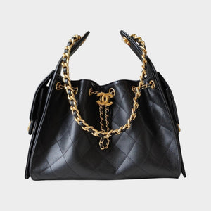 25 Quilted Leather Drawstring Handbag