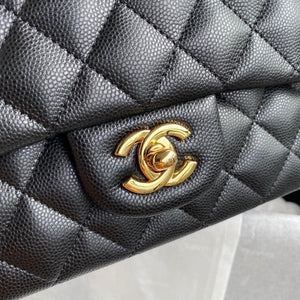 Classic Quilted Caviar Leather Medium Double Flap Bag