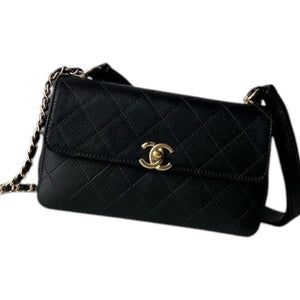 Black Matelassé 25 Lambskin Chain Shoulder Bag