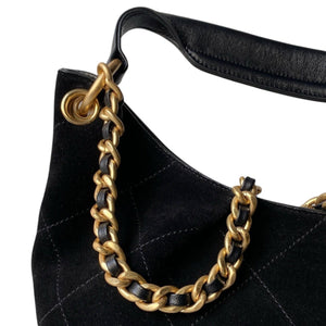 Quilted Suede Hobo Shoulder Bag