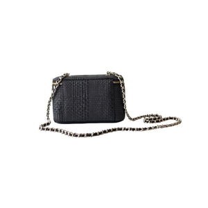 Classic Long Vanity with Chain Braided Raffia & Gold-Tone Metal