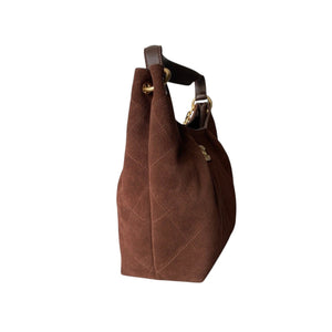 Quilted Suede Hobo Shoulder Bag