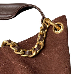 Quilted Suede Hobo Shoulder Bag