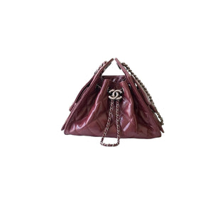 25 Burgundy Quilted Leather Chain Shoulder Bag