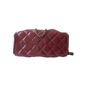 25 Burgundy Quilted Leather Chain Shoulder Bag