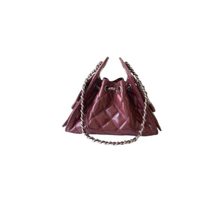 25 Burgundy Quilted Leather Chain Shoulder Bag
