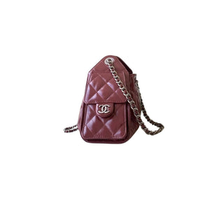 25 Burgundy Quilted Leather Chain Shoulder Bag
