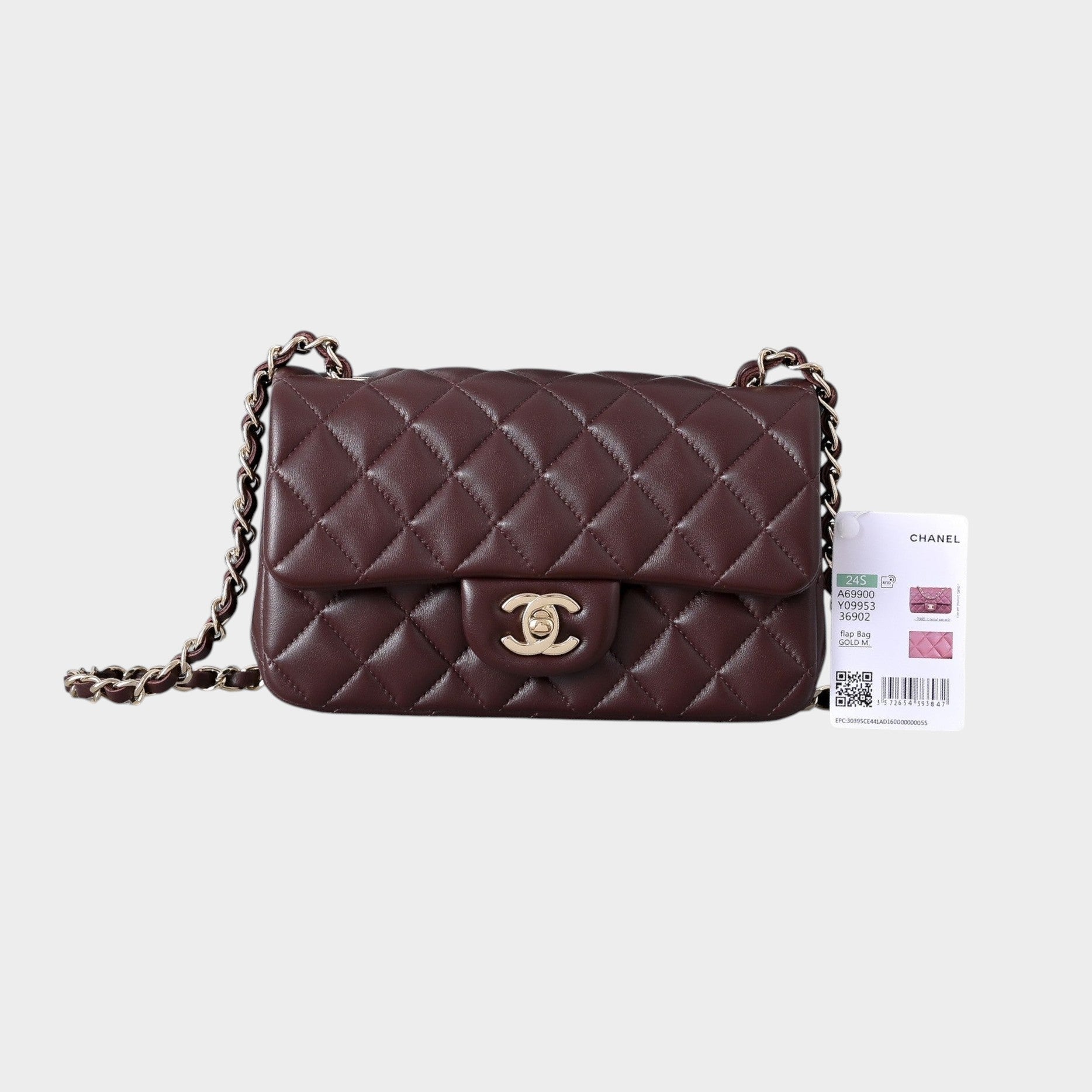 Classic Mini Quilted Leather Rectangular Flap Bag.
