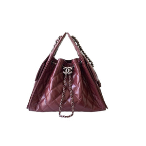 25 Burgundy Quilted Leather Chain Shoulder Bag