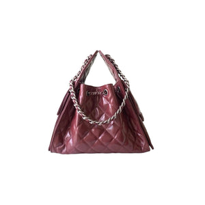 25 Burgundy Quilted Leather Chain Shoulder Bag
